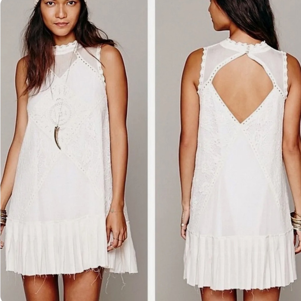 Free People White Lace Mini Dress